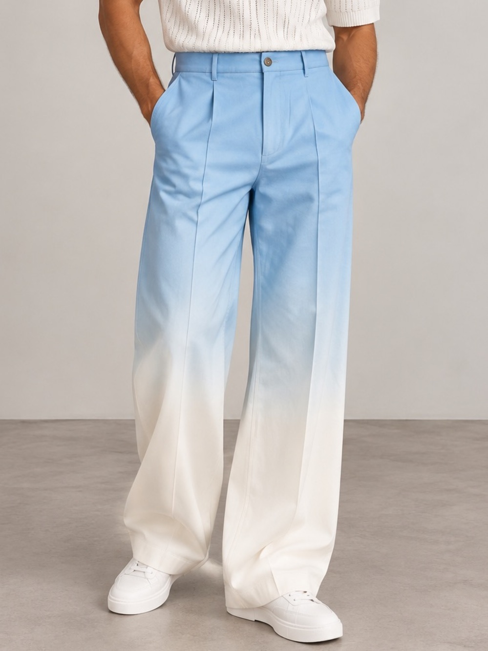 C’EST BON Men's Ombre Light Blue to White Dress Pants